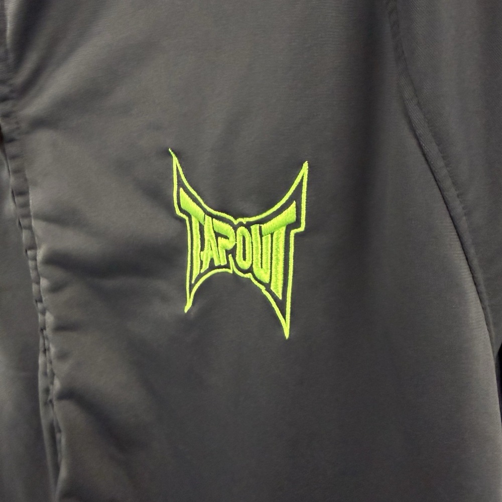 Tapout Men's 2XL Gray Neon Green Full Zip Performance Hoodie MMA Y2K - Picture 5 of 6